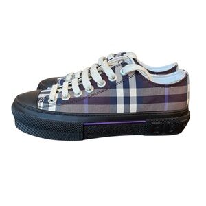 NEW Purple Maroon Burberry Vintage Check Cotton Low Top Trainers Sneakers Size 6